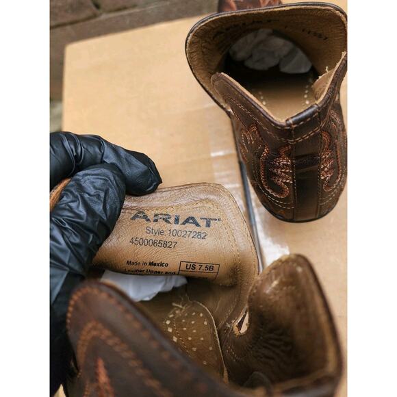 Ariat Dixon Brown Distressed Leather Ankle Cowboy Western Boots Womens Sz 7.5B - Picture 10 of 14